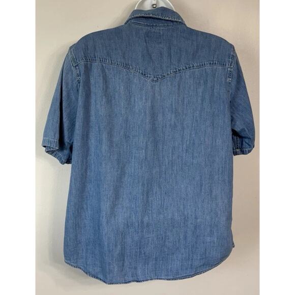 Levi's Shirt Women’s Size XL Blue Chambray Pearl Snap Western Short Sleeve - Picture 5 of 10